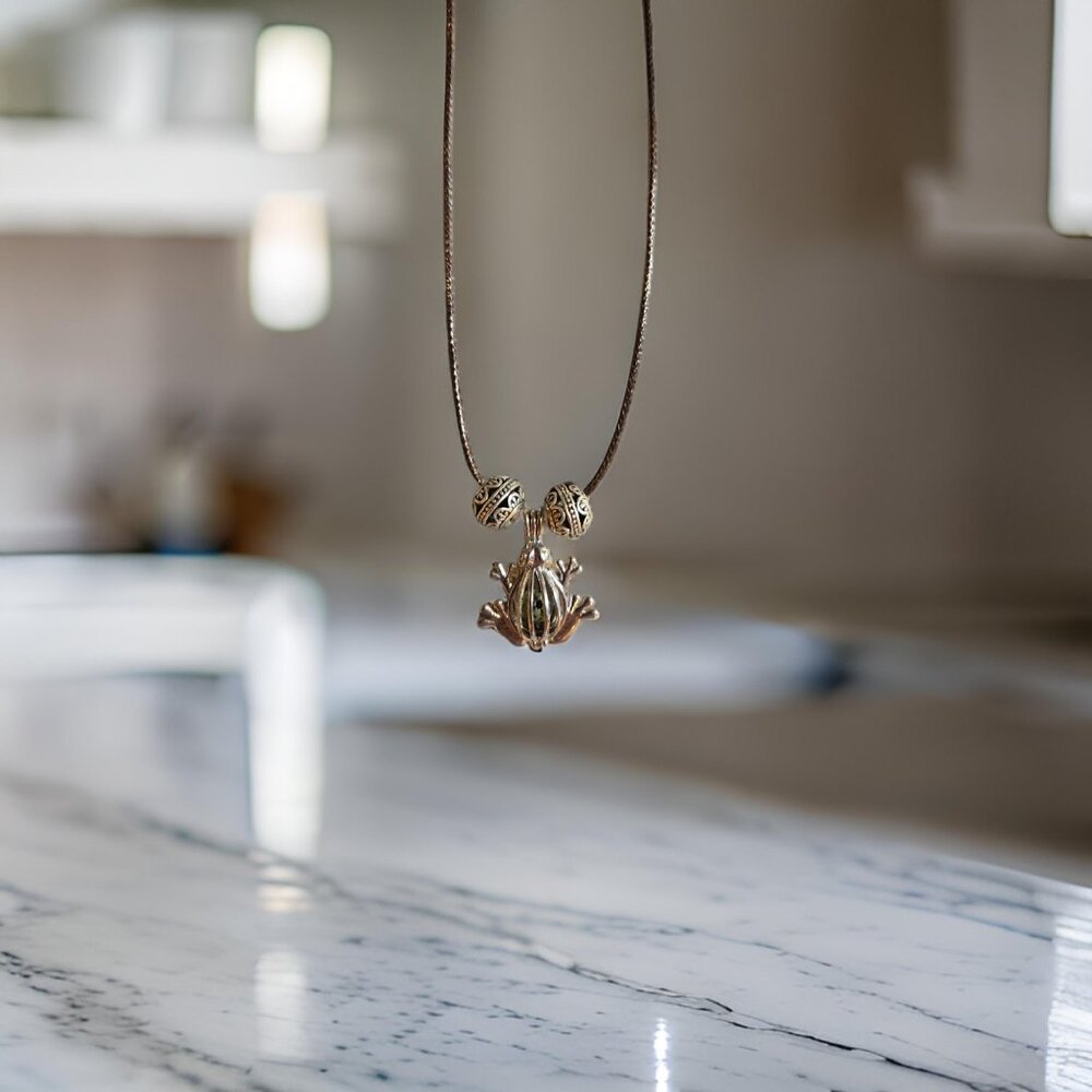 Frog Essential oil charm on thong necklace~ 18 inch